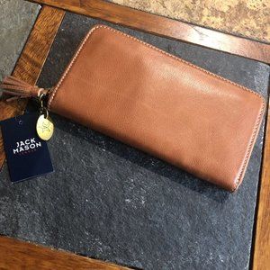 NWT Jack Mason League Legacy women’s zip clutch wallet Cognac Vanderbilt Logo